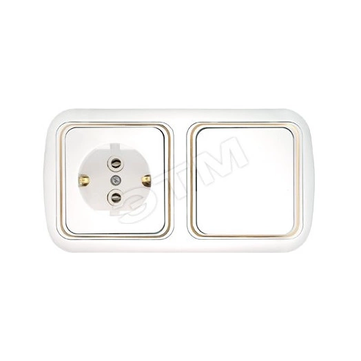 Беларусь Блок скрытый: выключатель одноклавишный + розетка 2К+З Гармония Люкс