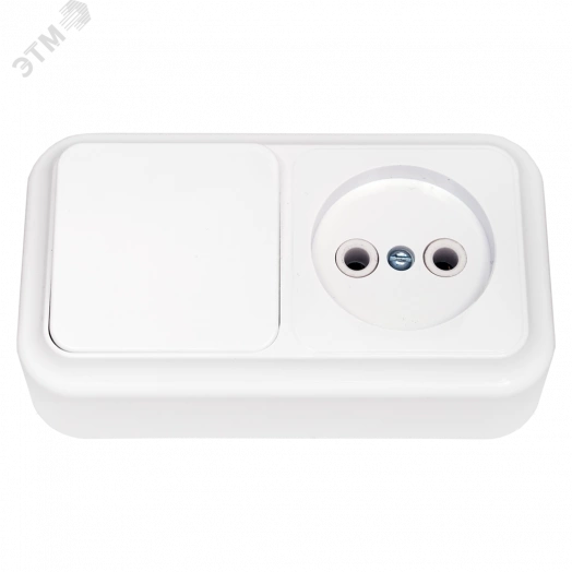 Беларусь Блок наружный: выключатель одноклавишный + розетка без заземления Пралеска