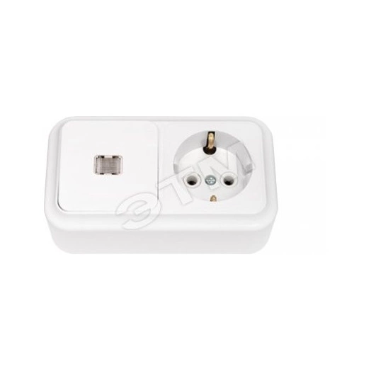 Беларусь Блок: выключатель одноклавишный + розетка с заземлением В-РЦ-657