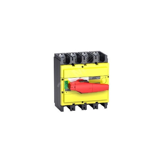 Выключатель-разъединитель INS630 4п красная рукоятка/желтая панель