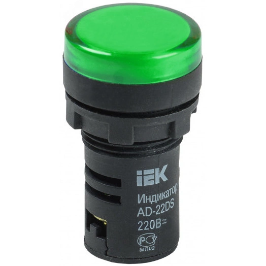 Лампа AD-22DS сигнальная зеленая светодиодная 12В