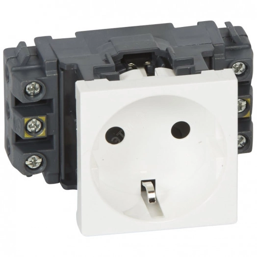 Mosaic Розетка с заземлением со шторками белая