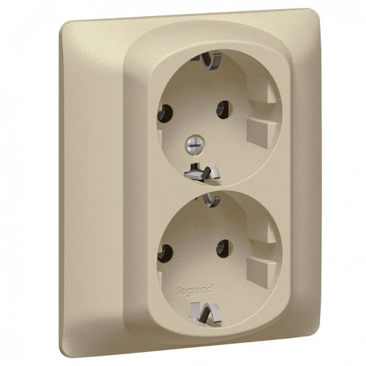 Galea Life Розетка двойная с заземлением со шторками titanium