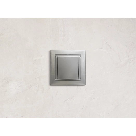 VALENA Розетка с заземлением без шторок с крышкой алюминий