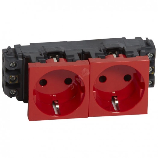 Mosaic-New Розетка двойная с заземлением красная