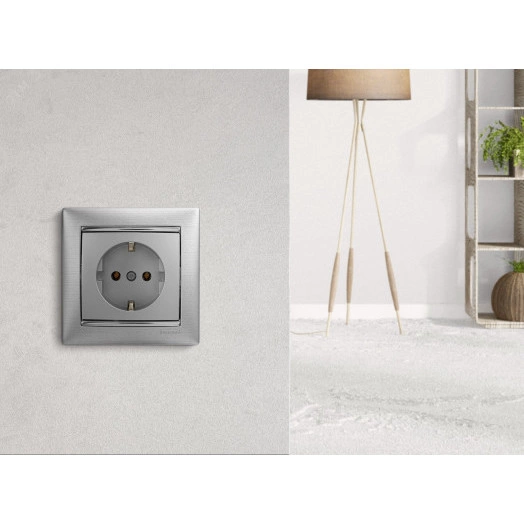 VALENA Розетка с заземлением в рамку алюминий