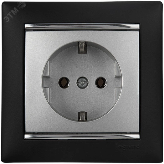 VALENA Розетка с заземлением в рамку алюминий