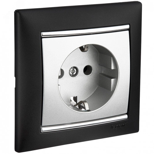 VALENA Розетка с заземлением в рамку алюминий