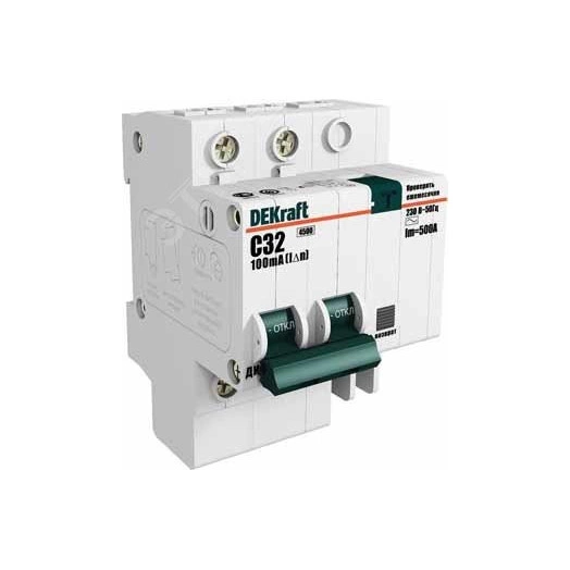 Выключатель автоматический дифференциальный (АВДТ) 2п 60А 30мА тип AC С 4.5кА ДИФ-101