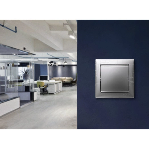 Выключатель одноклавишный, в рамку, алюминий