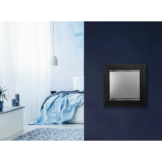 Выключатель одноклавишный, в рамку, алюминий