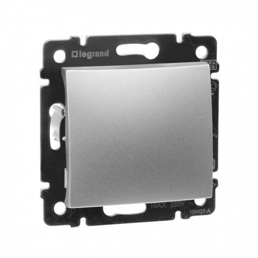 Выключатель одноклавишный, в рамку, алюминий