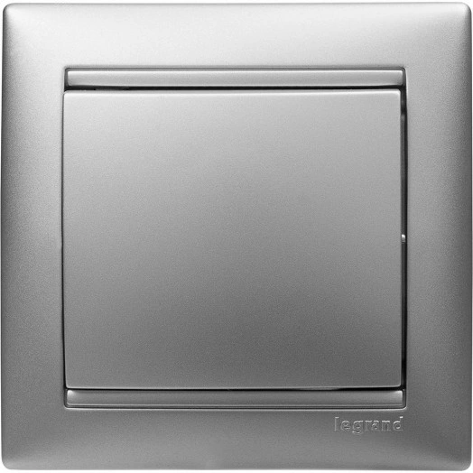 Выключатель одноклавишный, в рамку, алюминий