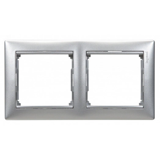 VALENA Рамка 2 поста горизонтальная алюминий