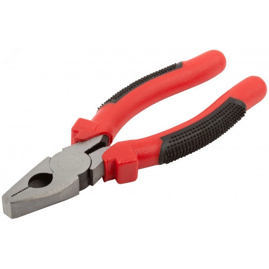 Плоскогубцы комбинированные ''Стандарт'' красно-черные пластиковые ручки, полированная сталь 165 мм