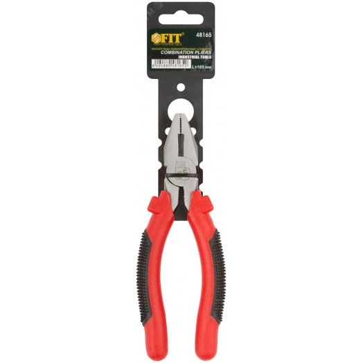 Плоскогубцы комбинированные ''Стандарт'' красно-черные пластиковые ручки, полированная сталь 165 мм