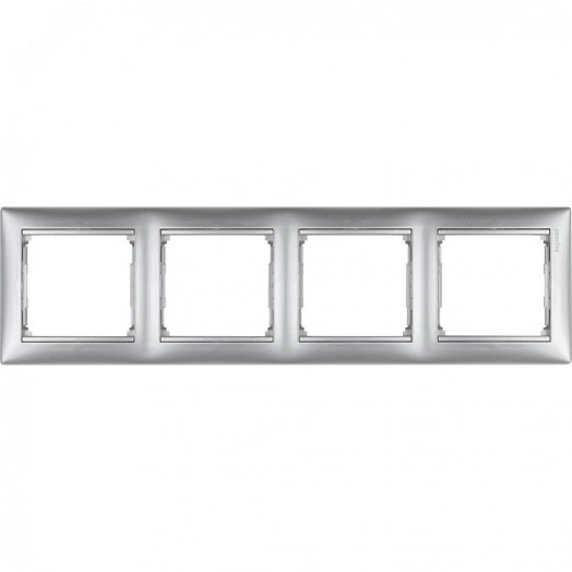 VALENA Рамка 4 поста горизонтальная алюминий