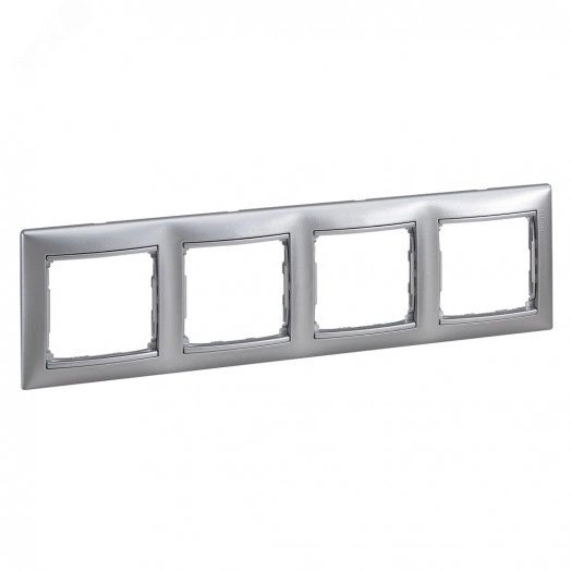 VALENA Рамка 4 поста горизонтальная алюминий