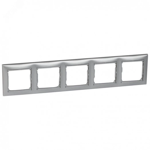 VALENA Рамка 5 постов горизонтальная алюминий
