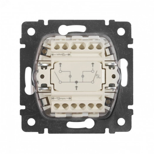 VALENA Выключатель двухклавишный с подсветкой в рамку алюминий