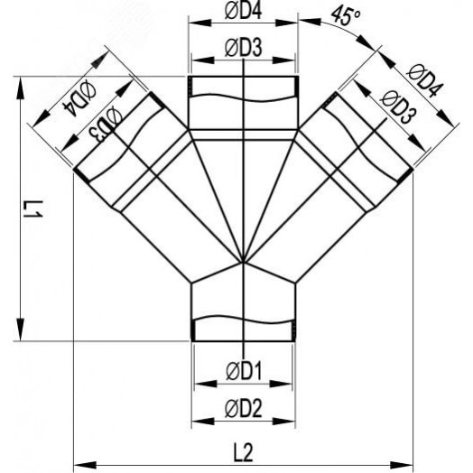 Ответвитель Х-образный 50х400 R-300 горячеоцинкованный