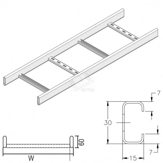 Лоток лестничный 200х60 KS