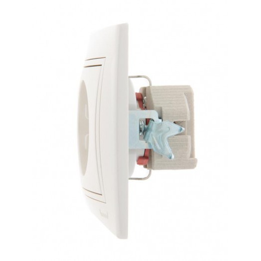 Розетка 1-м СП Mira 16А IP20 с заземл. защ. шторки со вставкой керамика жемчуж./бел. перламутр. LEZARD 701-3030-124