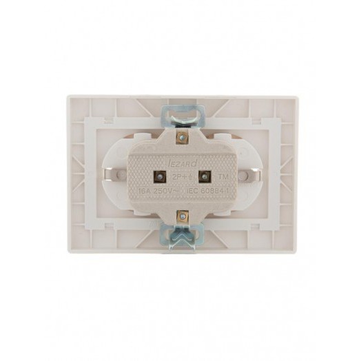 Розетка 2-м СП Mira 16А IP20 с заземл. со вставкой керамика жемчуж./бел. перламутр. LEZARD 701-3030-127