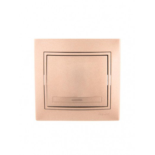 Выключатель 1-кл. СП Mira 10А IP20 со вставкой свет. корич. перламутр. LEZARD 701-3131-100