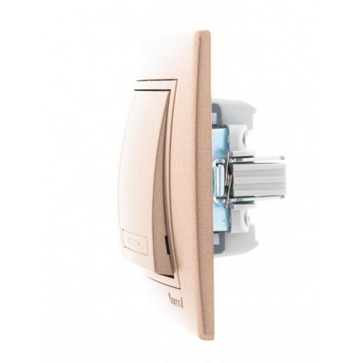 Выключатель 2-кл. СП Mira 10А IP20 со вставкой свет. корич. перламутр. LEZARD 701-3131-101