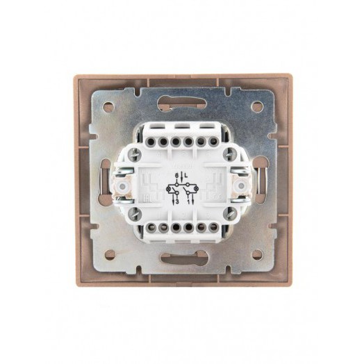 Выключатель 2-кл. СП Mira 10А IP20 с подсветкой со вставкой свет. корич. перламутр. LEZARD 701-3131-112