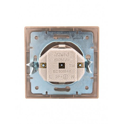 Розетка 1-м СП Mira 16А IP20 с заземл. со вставкой керамика свет. корич. перламутр. LEZARD 701-3131-122