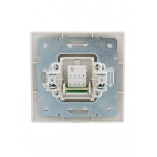 Розетка телефонная 1-м СП Mira RJ11 16А IP20 евро стандарт со вставкой жемчуж./бел. перламутр. LEZARD 701-3030-137