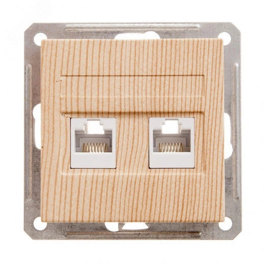 W59 Розетка информационная двойная скрытая без рамки категория 5е сосна