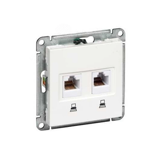 W59 Розетка информационная двойная скрытая без рамки категория 5е сосна