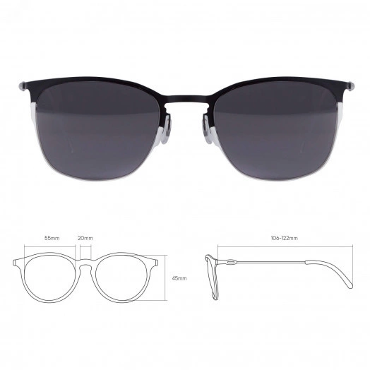 Очки черно-белые солнцезащитные из титана с черными линзами