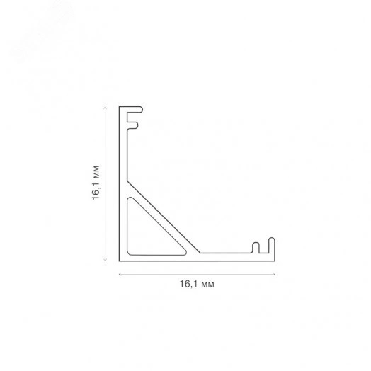 Комплект углового алюминиевого профиля с рассеивателем 16х16мм 2м