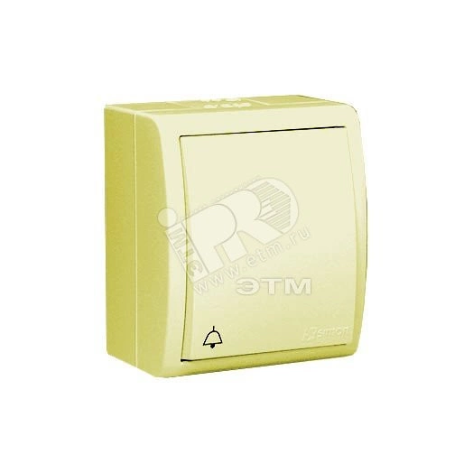 15 Aqua Кнопка клавишная с символом «звонок» с подсветкой IP54 10А 250В винтовой зажим S15A слон. кость