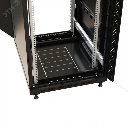 Шкаф напольный 19-дюймовый 22U 1166x600х600 мм ВхШхГ перед. стекл дверь с перфорированными бок. зад. дверь сплошная черный