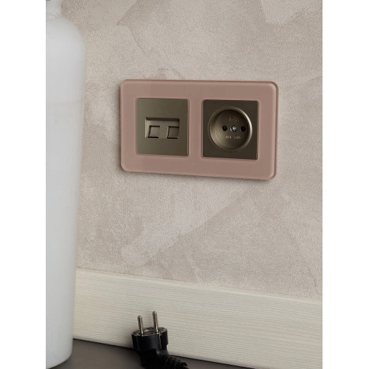 BRITE Рамка 2 поста РУ-2-2-Бр стекло дымчатый RE IEK