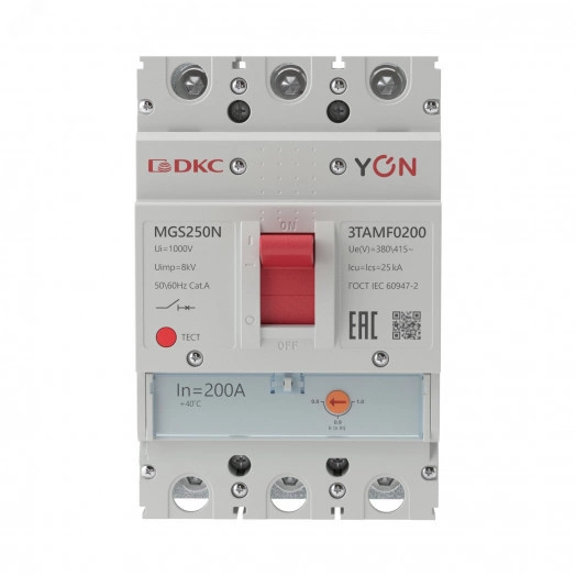 Автоматический выключатель YON MGS250 3P 160-200A 36kA