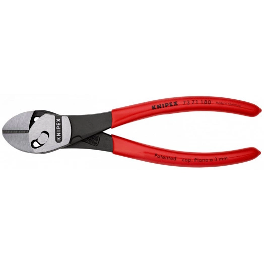 Бокорезы TwinForce резка - мягкая проволока 55мм проволока средней твердости 46мм твердая проволока 32мм рояльная струна (HRC 59) 3мм L=180мм обливные рукоятки цвет черный