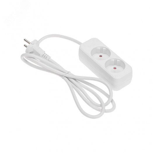 Удлинитель STANDARD 2 гнезда, 1,5 м, 2х1,0 мм2, б/з, белый