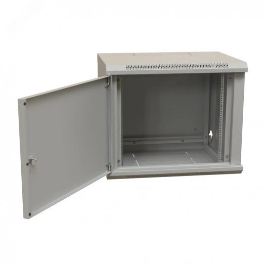 Шкаф настенный 19-дюймовый 19'' 15U 775x600х450мм металлическая передняя дверь с замком серый RAL 7035 WRline''