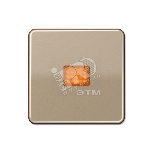 Клавиша с оранжевым окошком для выключателя с подсветкой  золотая бронза