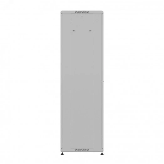 Шкаф напольный универсальный серверный R 18U 600х600мм, 4 профиля 19, двери стекло и сплошная металл, боковые стенки съемные, регулируемые опоры, разобранный, серый RAL 7035