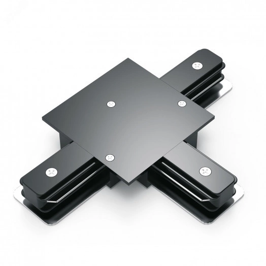 Коннектор для встраиваемых трековых шинопроводов (T) черный однофазный Gauss