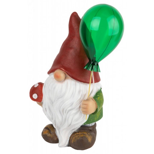 Садовая фигура ERASF22-08 из полистоуна Гном Мухомор с шариком 30 см