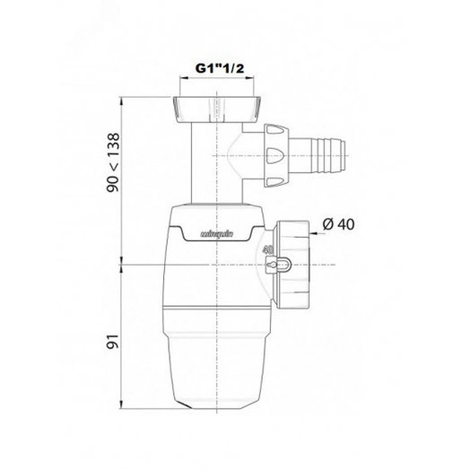 Сифон NEO AIR для мойки без выпуска 1'1/2 х 40 мм
