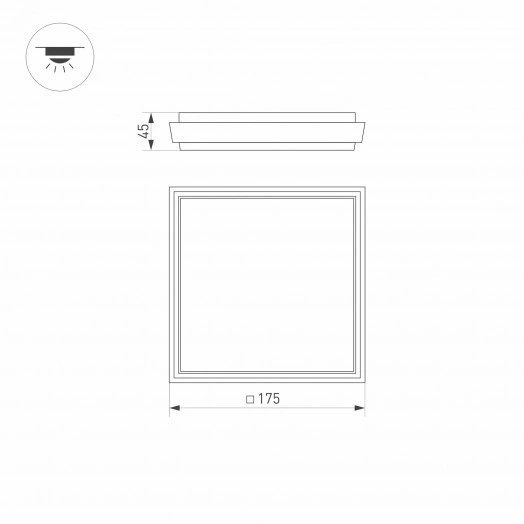 Светильник LGD-AREA-S175x175-10W Warm3000 (GR, 110 deg, 230V) (ARL, IP54 Металл, 3 года)